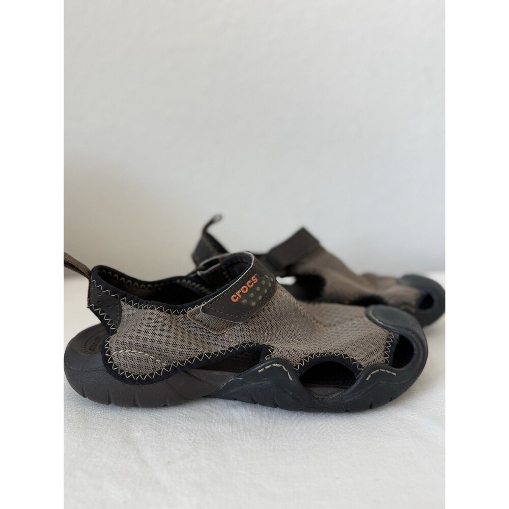 Crocs Men's Size 8 Brown SwiftWater Mesh Fisherman Deck Sandals Water Shoes EUC